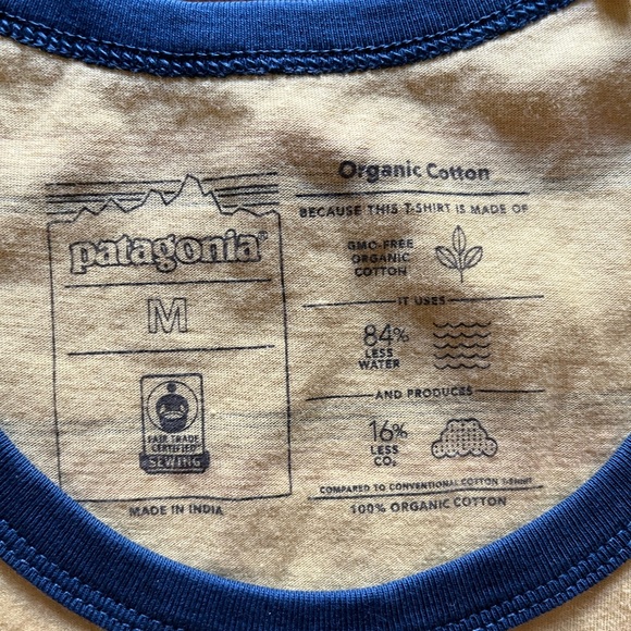 Patagonia “Ridge Rise Stripe Repeat” Organic Tank Top Yellow and Navy size M - Picture 8 of 13